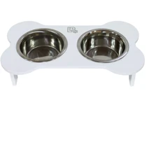 Миски Lucky Pet металлические на деревянной подставке линейка Пир 2x0.4л/13см белый (553027): Тип Миски