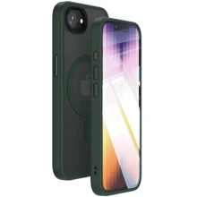 Чехол для iPhone Mobile Case TPU+PC Metal Buttons with MagSafe Colorful Dark Green for iPhone 16e: Цвет зеленый