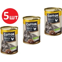 Влажный корм Cattos для взрослых кошек с с курицей 5х415 г (5999883273043): Тип Влажный корм