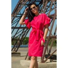 Сукня FLFashion Ліон ЗПП одна тисячі сто тридцять сім 44 рожеве повсякденне до середини стегна: Склад Віскоза, льон