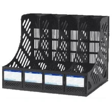 Лоток вертикальный сборный Economix, 4 отделения, черный, пластик (E31902-01): undefined undefined