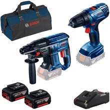 Набір інструментів Bosch Professional перфоратор GBH 180-LI + дриль-шуруповерт GSR 180-LI в сумці з 2 акб GBA 18V 4.0Ah та з/в GAL 18V-40 (0.615.990.M31): Тип кріплення бура SDS-Plus