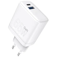 Зарядний пристрій WUW Wall Charger USB+USB-C PD 65W C175 White: Особливості Быстрая зарядка, USB-C, Power Delivery (PD)