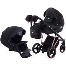 Универсальная коляска 2 в 1 Adamex Mimi Polar (Pink Gold) BR603 черный (люрекс) - черная кожа: Тип коляски универсальная коляска (2-в-1)