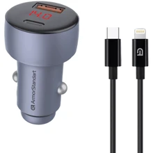 Зарядний пристрій ArmorStandard Car Charger USB+USB-C AR-C43 with Lightning Cable Grey (ARM82462): Особливості Швидка зарядка, Power Delivery (PD), USB-C