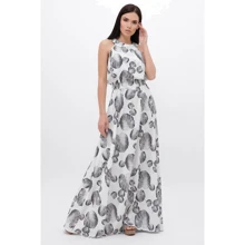 Сарафан FashionUp SRF-1814A-42 42 белый повседневный длинный макси: Состав Полиэстер, Шелк, Эластан