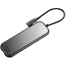Адаптер Baseus Adapter USB-C to 3xUSB3.0+HDMI+RJ45+USB-C Dark Grey (CAHUB-DZ0G): Цвет серый