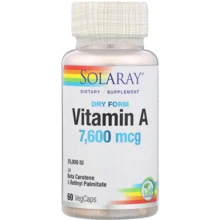 Solaray, Dry Form Vitamin A, 25,000 IU, 60 VegCaps (SOR-04130): Тип вітамін A