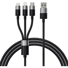 Кабель Baseus USB Cable to Lightning/microUSB/USB-C StarSpeed Fast Charging 3.5A 0.6m Black (P10319900111-00): Тип USB-C - Lightning/microUSB/USB-C