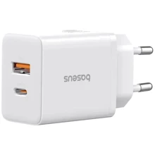 Зарядное устройство Baseus Wall Charger USB-C+USB Cube Fast Charger 20W Cluster White (P10111403213-00): Особенности Для Apple Watch, Быстрая зарядка, USB-C, Power Delivery (PD)