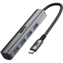 Адаптер ArmorStandart Adapter USB-C to 4xUSB Grey (ARM69364): Колір серый