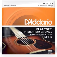 Струна для гитар Струны D'addario EFT15 Flat Tops Phosphor Bronze Extra Light (10-47): Тип Комплект струн