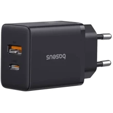 Зарядное устройство Baseus Wall Charger USB-C+USB Cube Fast Charger 20W Cluster Black (P10111403113-00): Особенности Для Apple Watch, Быстрая зарядка, USB-C, Power Delivery (PD)