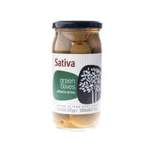 Оливки Sativa зеленые без косточек в рассоле 370 г (5204108337715): Вес нетто 370 г