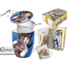 Подарунковий набір Carmani Кошенята кухоль-заварник 400 ml + вітальна листівка + брелок Котячий хвіст (017-2501): Виробник Carmani