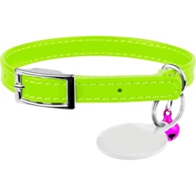 Ошейник Waudog Glamour с QR паспортом для котов кожаный салатовый 9 мм (32485): undefined undefined