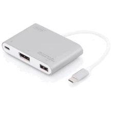 Адаптер Digitus Adapter USB-C to Display Port+USB 2.0+USB-C (DA-70846): Колір сріблястий