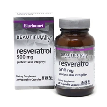 Bluebonnet Nutrition Resveratrol, 500 mg, 30 Vegetable Capsules (BLB0878): Вид Неферментные