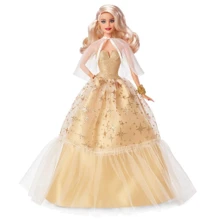 Коллекционная кукла Barbie Праздничная в роскошном золотистом платье (HJX04): Возраст от 6 лет и старше