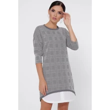 Платье FashionUp PL-1779A 42 серое повседневное до середины бедра: Состав Вискоза, Полиэстер, Эластан
