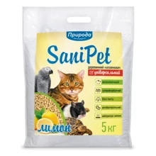 Наполнитель древесный SANI PET для кошачьего туалета универсальный лимон 5 кг (PR240792): Вид Древесный
