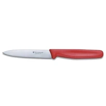 Кухонный нож Victorinox с красной ручкой 10см (5.0701): Лезвие нержавеющая сталь