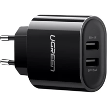 Зарядний пристрій Ugreen Wall Charger 2xUSB CD104 3.4A Black (20383): Кабель в комплекті отсутствует