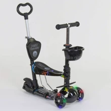 Самокат детский многофункциональный с родительской ручкой 5в1 Best Scooter PU колеса с подсветкой Black (84218): Количество колес 3