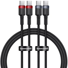 Кабель Baseus Cable USB-C to USB-C Cafule (2pcs) 100W 2m Gray/Red (P10318306003-01): Тип USB-C - USB-C