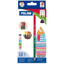 Олівці кольорові Milan 07112312 12шт., 24 кол., Тригранні: Тип кольорові