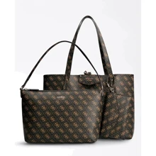 Женская сумка тоут Guess Eco Brenton Tote темно-коричневая (HWESG839023-BNL): Пол Женский