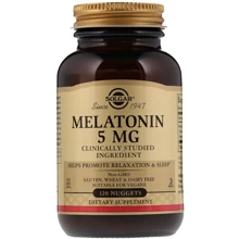 Solgar Melatonin, 5 mg, 120 Nuggets Мелатонин: Форма выпуска Таблетки жевательные