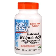 Doctor's Best Best Stabilized R-Lipoic Acid 100 mg 180 Veggie Caps R-ліпоєва кислота з биоусиление Na-RALA: Тип Альфа-ліпоєва кислота