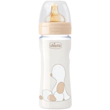 Пляшка для годування пластикова Chicco Original Touch з латексної соскою 2м + 250 мл Бежева (27624.30): Матеріал пластик