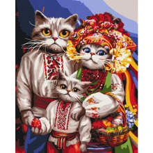 Картина за номерами Brushme Сім'я котиків-гуцулів © Маріанна Пащук 40х50 см (BS53737): Виробник Brushme