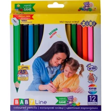 Олівці кольорові ZiBi Jumbo 12 кольорів + точилка: Тип кольорові