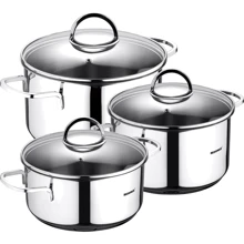 Набір каструль Bergner Classic 1.7 л, 2.3 л, 3.3 л 6 предметів (BG-6284): Матеріал корпусу Нержавеющая сталь