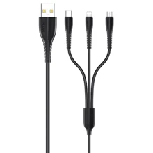 Кабель Usams USB Cable to Lightning/microUSB/USB-C 3in1 Combo 1m Black (US-SJ367): Тип USB Cable - Lightning/microUSB/USB-C