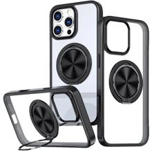 Чехол для iPhone Mobile Case TPU+PC Metal Ring with MagSafe Black for iPhone 16 Pro Max: Цвет черный