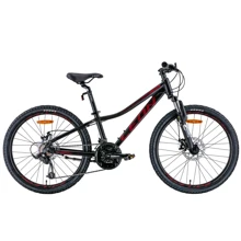 Велосипед 24" Leon JUNIOR AM DD 2022 (чорний з червоним (м)): Діаметр коліс, дюймів 24