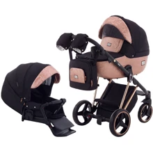 Универсальная коляска 2 в 1 Adamex Mimi Polar (Pink Gold) BR604 черный (люрекс) - медный (принт) кожа (выдавленная точка): Тип коляски универсальная коляска (2-в-1)