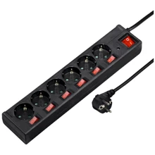 Сетевой фильтр HAMA 1.4 м 6 розеток Black (00121946): Количество розеток, шт 6
