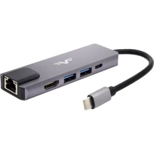 Адаптер Frime Adapter USB-C to USB3.0+USB2.0+PD+HDMI+RJ45 Space Gray (FH-5in1.201HL): Колір серый