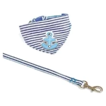 Набор ошейник и поводок c банданой Croci Bandana Sailor голубой (C5079921): Производитель Croci