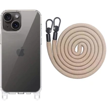 Чехол для iPhone Epic TPU Transparent with Straps Clay for iPhone 15: Цвет бежевый