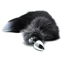 Металлическая анальная пробка Лисий хвост Alive Black And White Fox Tail L: Для кого Унисекс