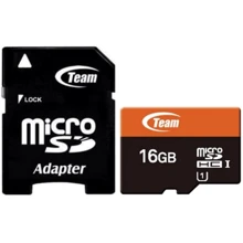 Карта памяти Team 16GB microSDHC UHS-I U1 + adapter (TUSDH16GUHS03): Тип карты microSDHC