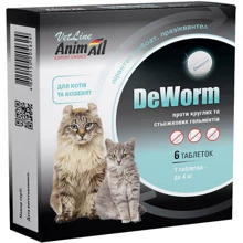 Антигельминтный препарат AnimAll VetLine DeWorm для котов 6 таб. (112?944): undefined undefined