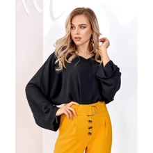 Блуза ISSA PLUS SA-176 44 черная с длинным рукавом: Сезон Демисезон