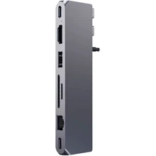 Адаптер Satechi Adapter Aluminum USB-C to 2xUSB-C+USB+HDMI+RJ45+SD+3.5mm Space Gray (ST-UCPHMXM): Колір серый
